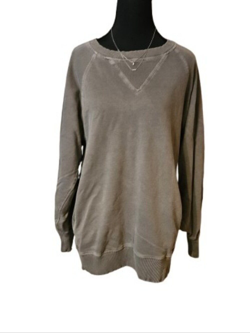 Zenana Women's Large Relaxed Crewneck Gray Sweatshirt